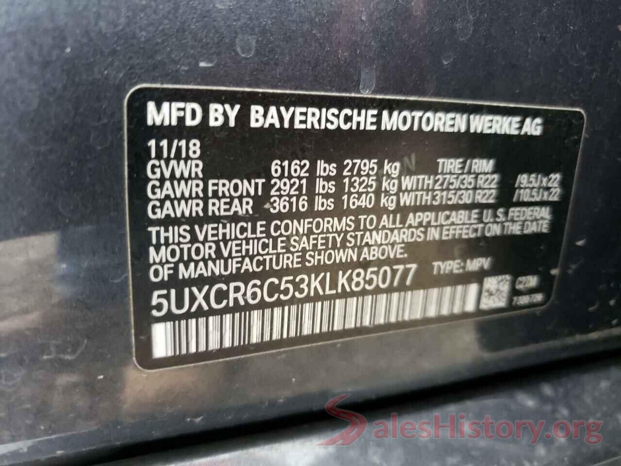 5UXCR6C53KLK85077 2019 BMW X5