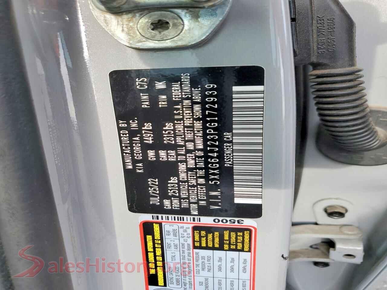 2023 KIA K5 VIN 5XXG64J23PG172939, trunk area