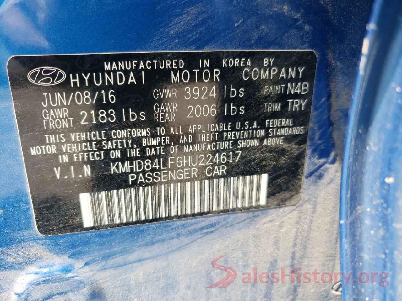 KMHD84LF6HU224617 2017 HYUNDAI ELANTRA