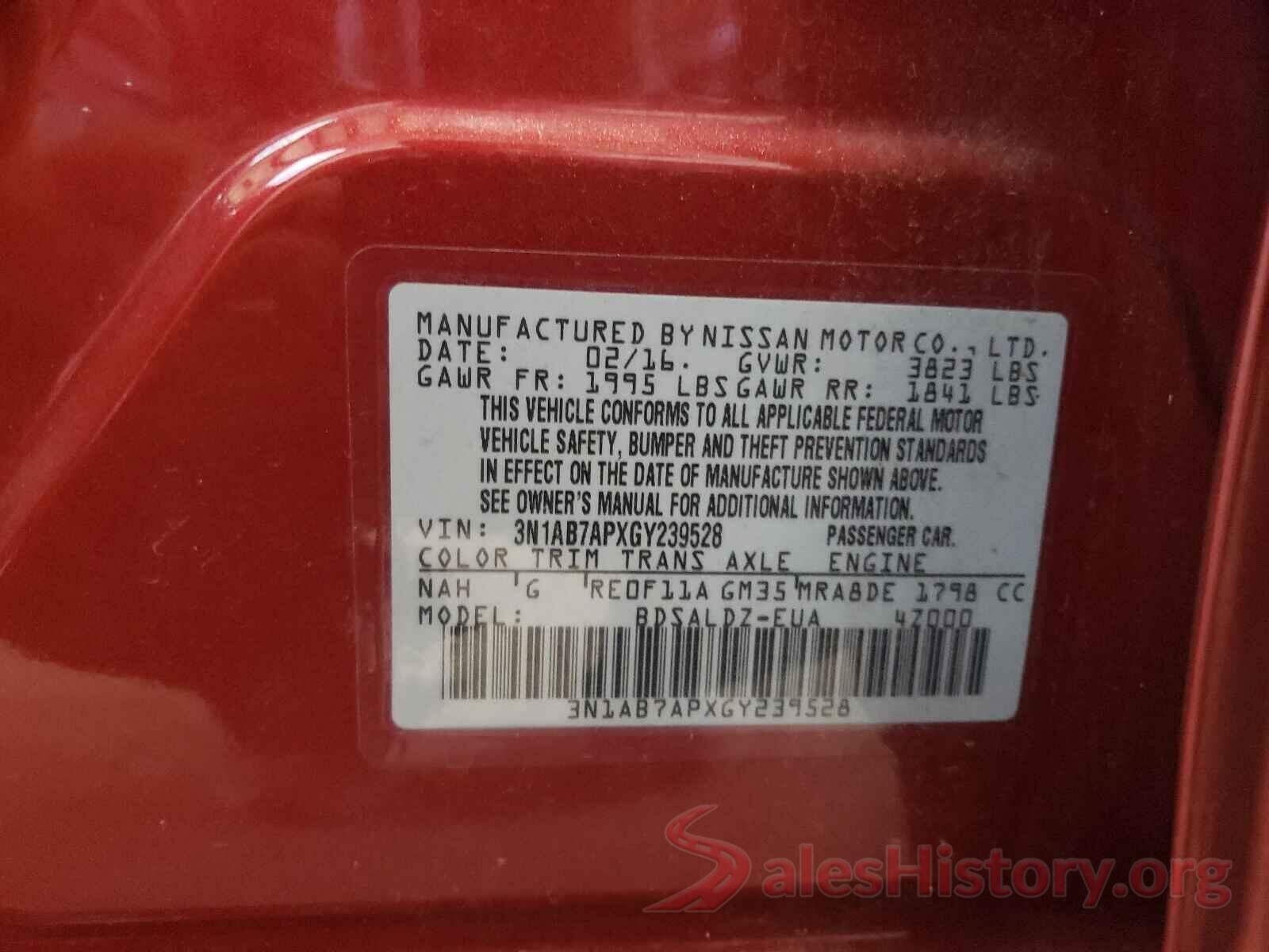 3N1AB7APXGY239528 2016 NISSAN SENTRA