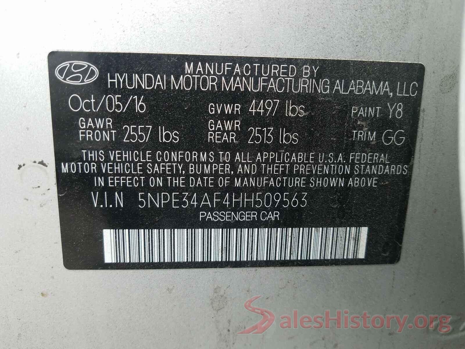 5NPE34AF4HH509563 2017 HYUNDAI SONATA