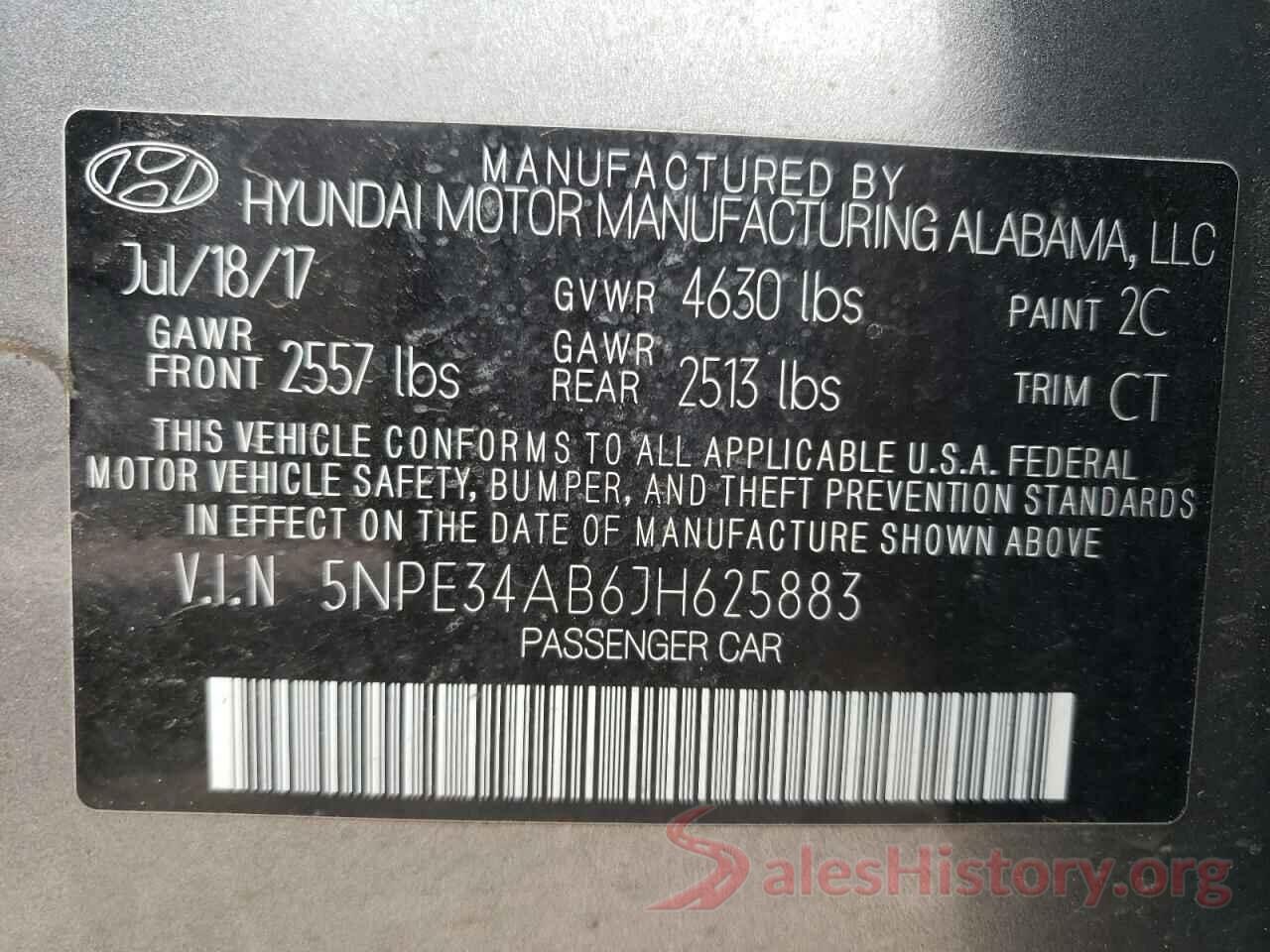 5NPE34AB6JH625883 2018 HYUNDAI SONATA