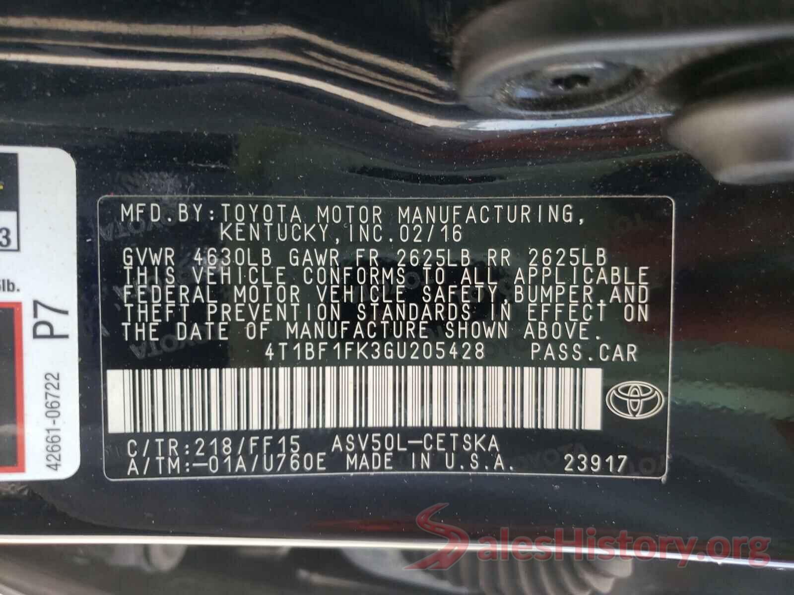 4T1BF1FK3GU205428 2016 TOYOTA CAMRY