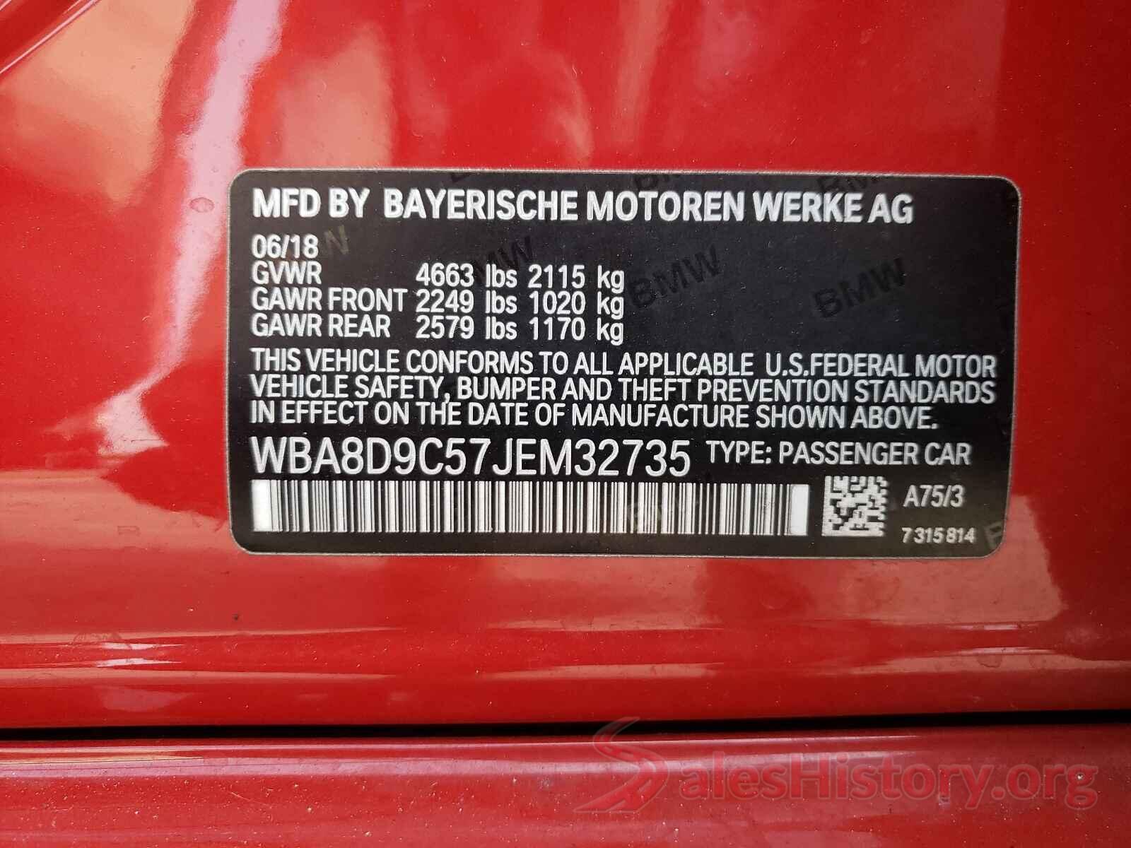 WBA8D9C57JEM32735 2018 BMW 3 SERIES