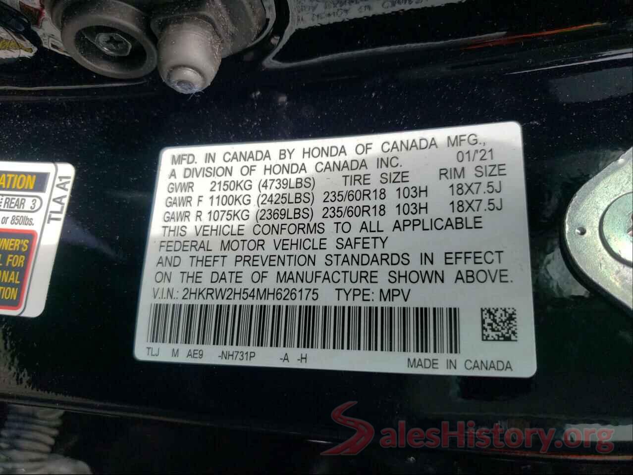 2HKRW2H54MH626175 2021 HONDA CRV