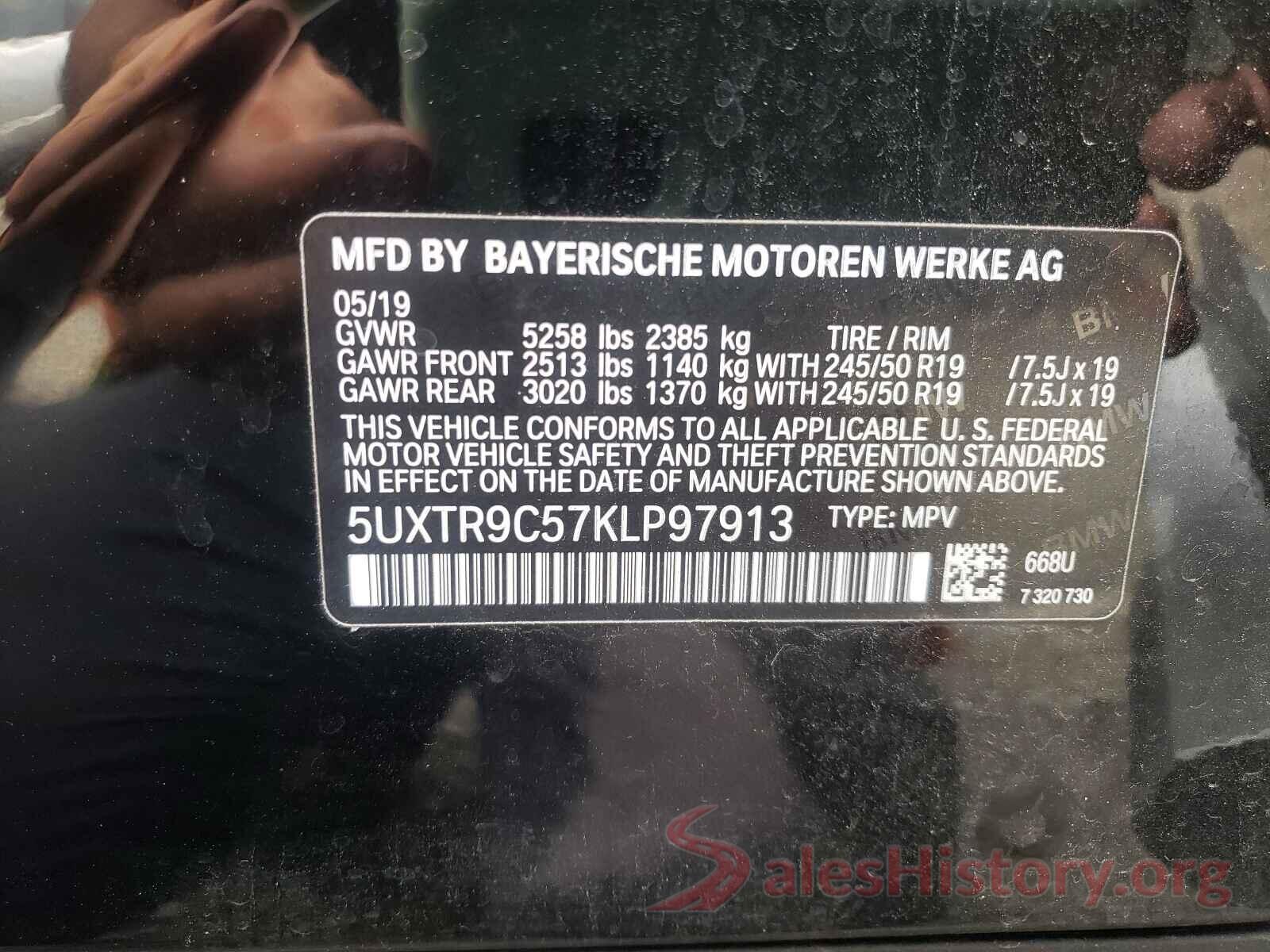 5UXTR9C57KLP97913 2019 BMW X3