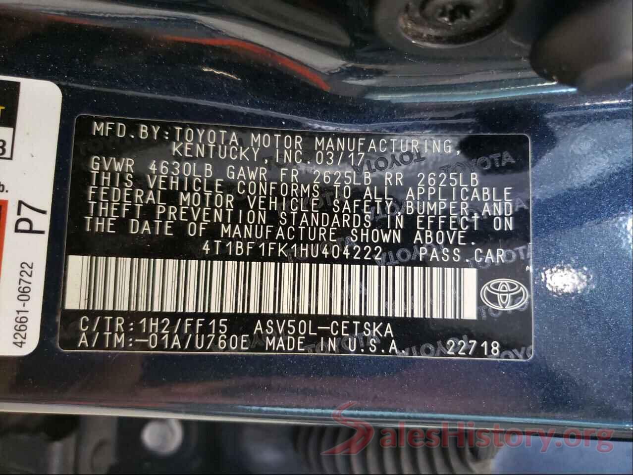 4T1BF1FK1HU404222 2017 TOYOTA CAMRY