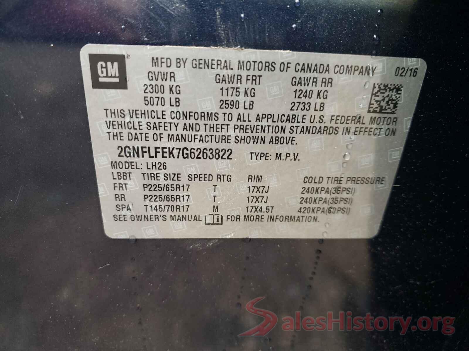 2GNFLFEK7G6263822 2016 CHEVROLET EQUINOX