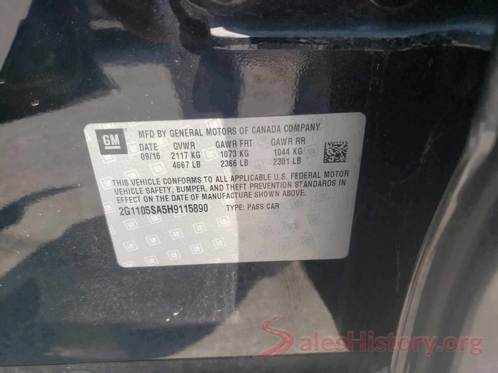 2G1105SA5H9115890 2017 CHEVROLET IMPALA