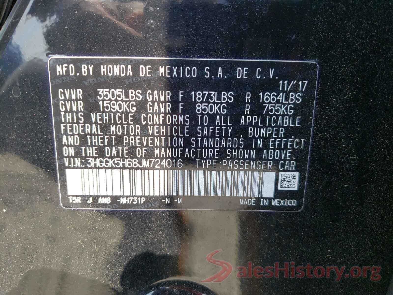 3HGGK5H68JM724016 2018 HONDA FIT