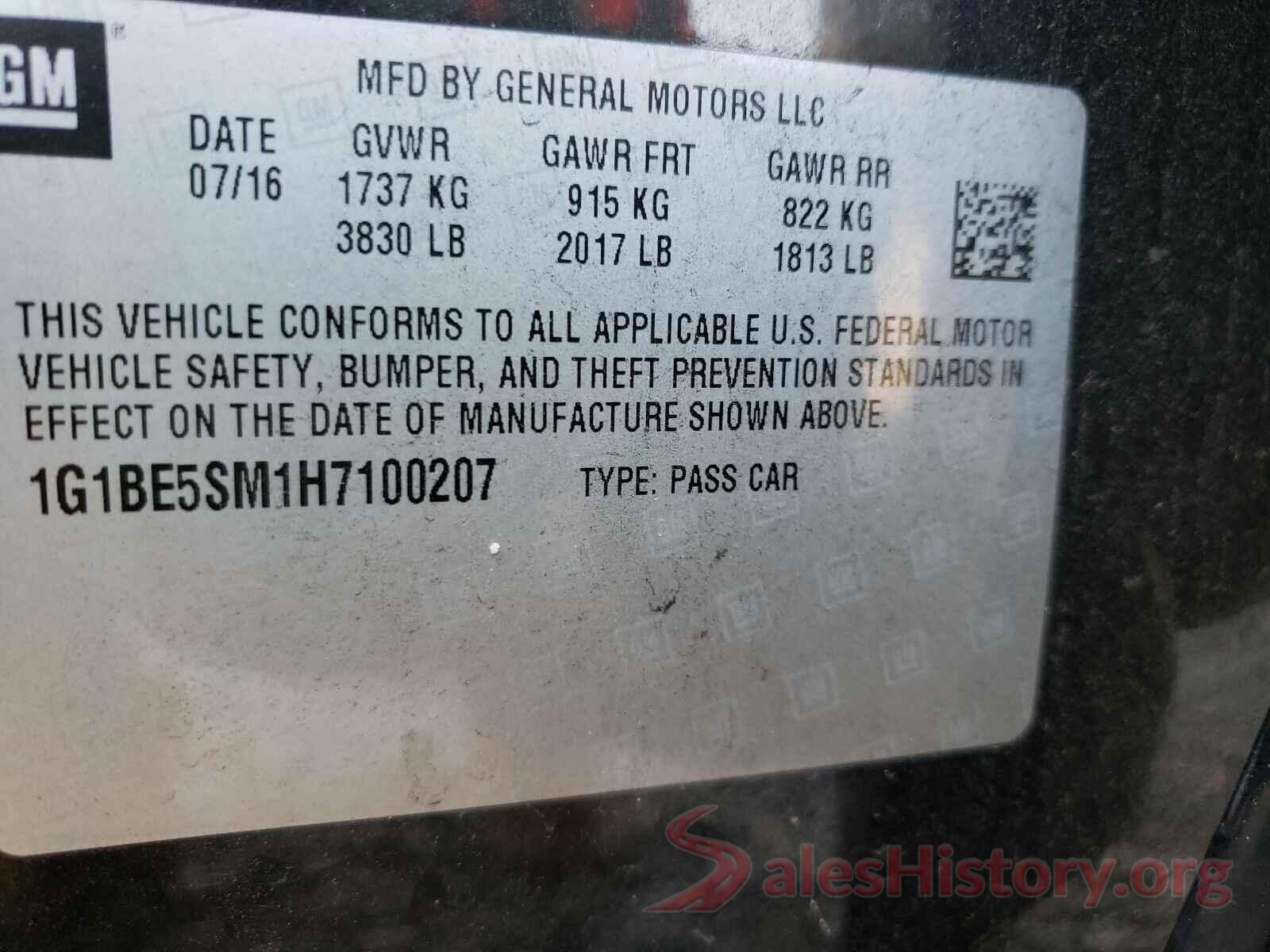 1G1BE5SM1H7100207 2017 CHEVROLET CRUZE