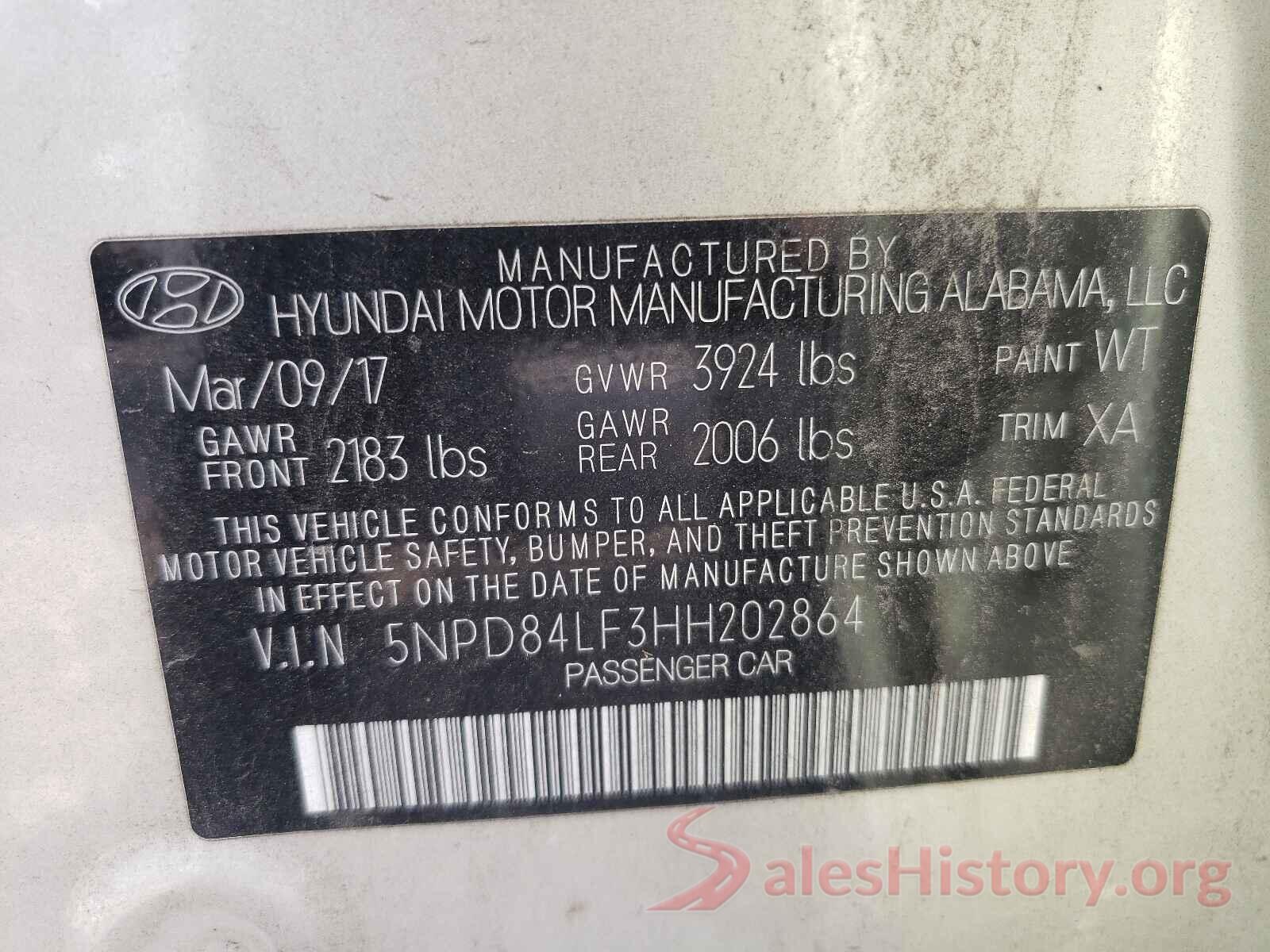 5NPD84LF3HH202864 2017 HYUNDAI ELANTRA