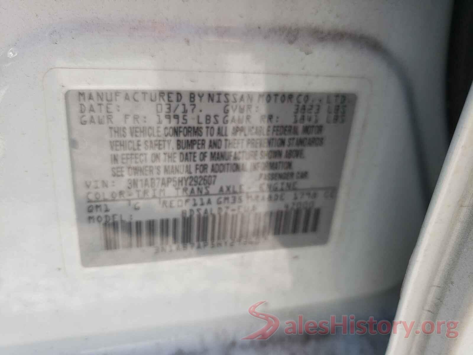 3N1AB7AP5HY292607 2017 NISSAN SENTRA