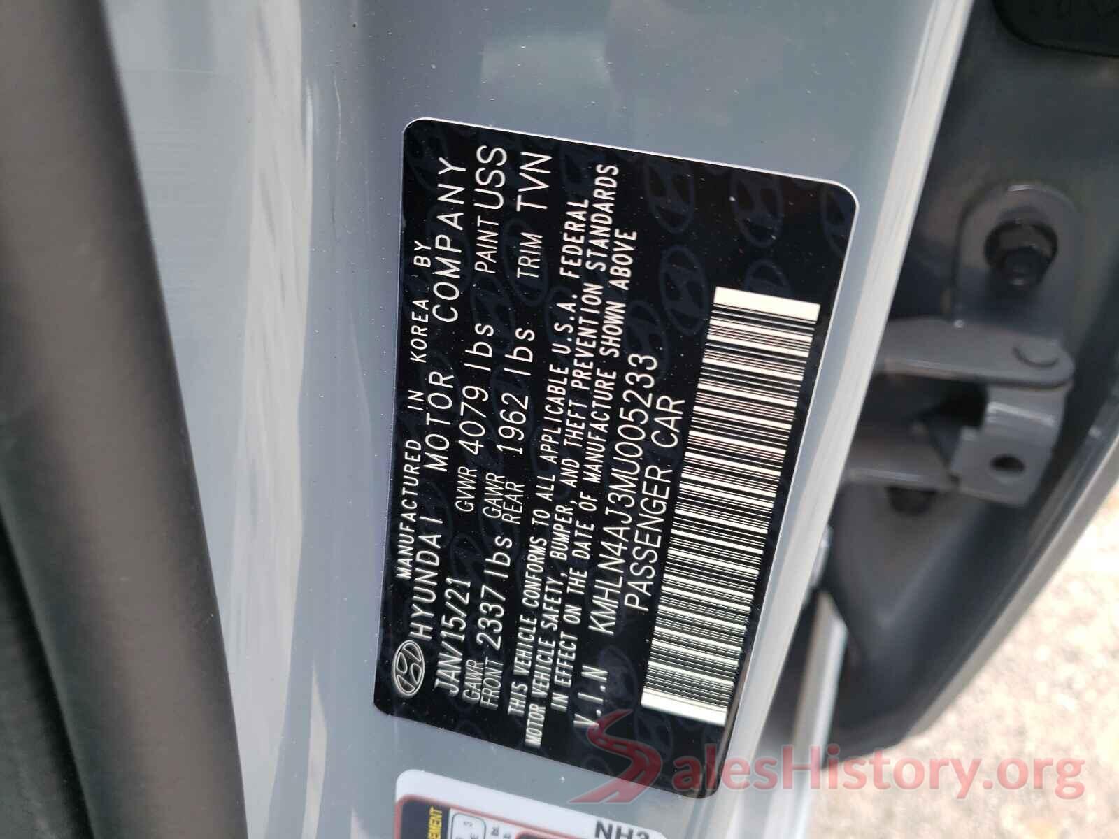 KMHLN4AJ3MU005233 2021 HYUNDAI ELANTRA