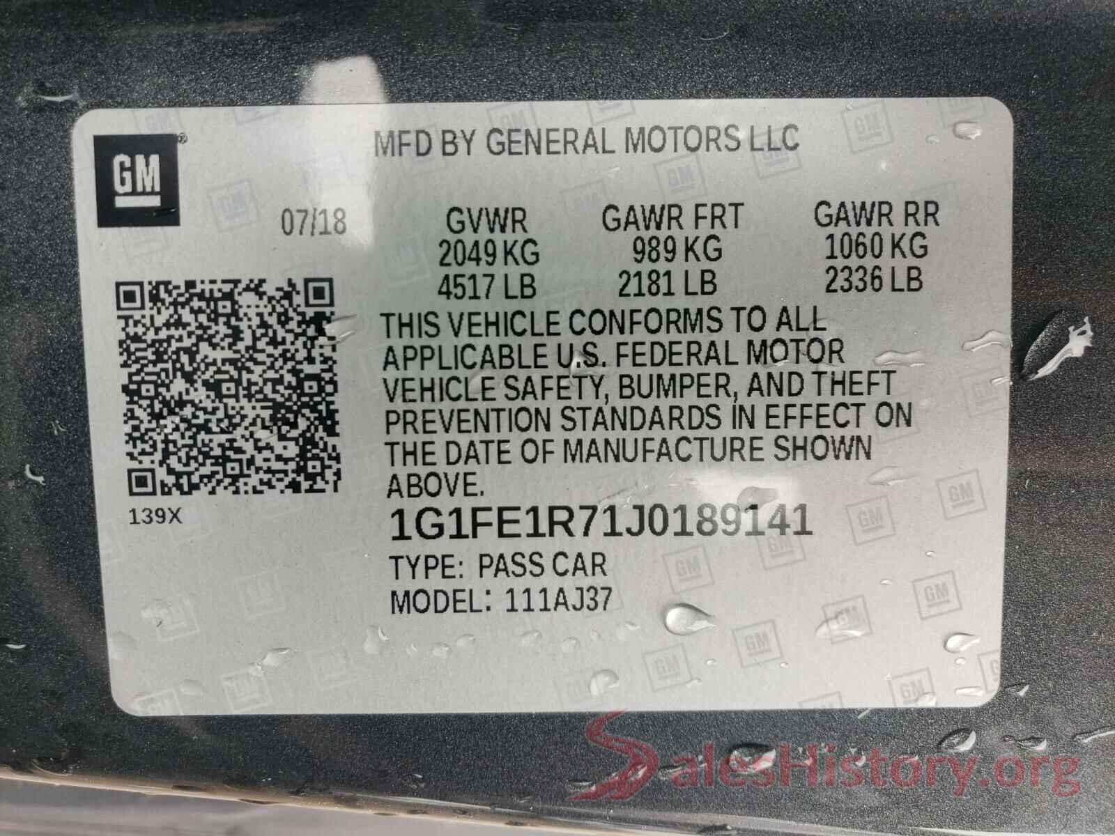 1G1FE1R71J0189141 2018 CHEVROLET CAMARO