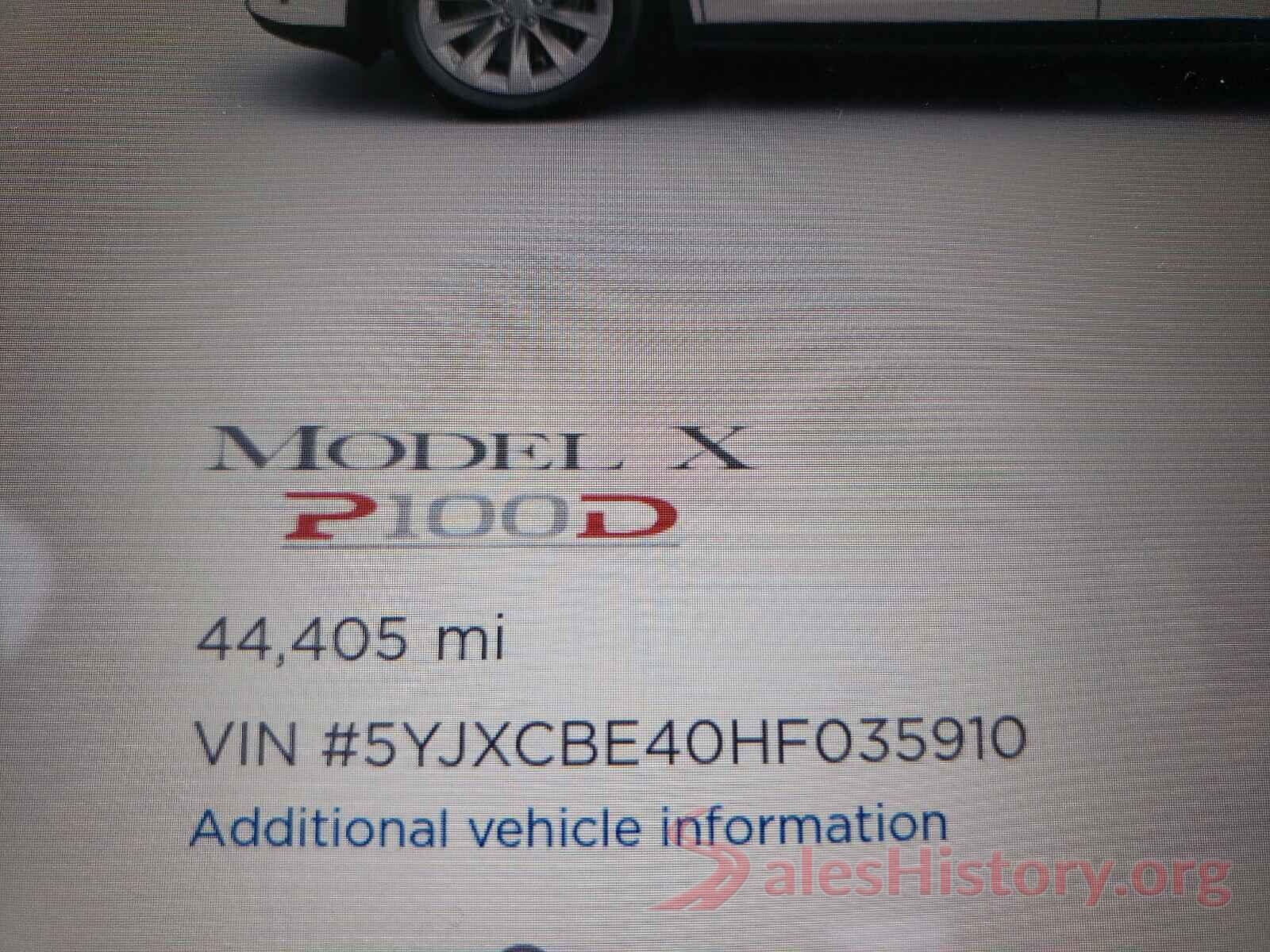 5YJXCBE40HF035910 2017 TESLA MODEL X