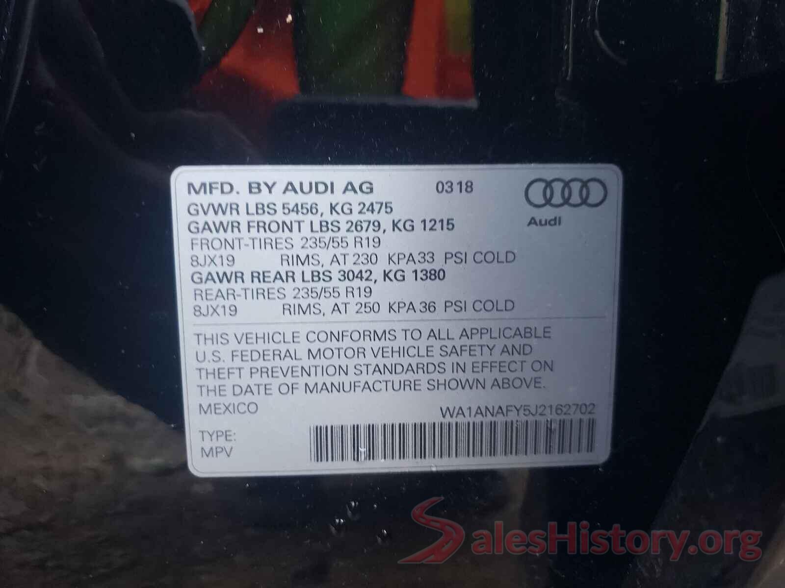 WA1ANAFY5J2162702 2018 AUDI Q5