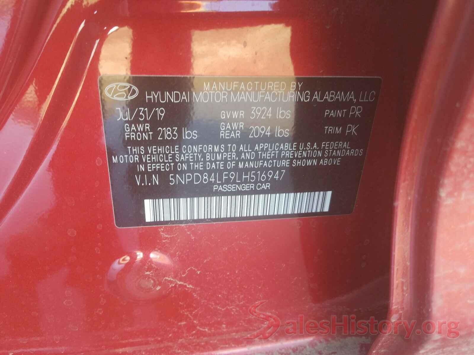 5NPD84LF9LH516947 2020 HYUNDAI ELANTRA