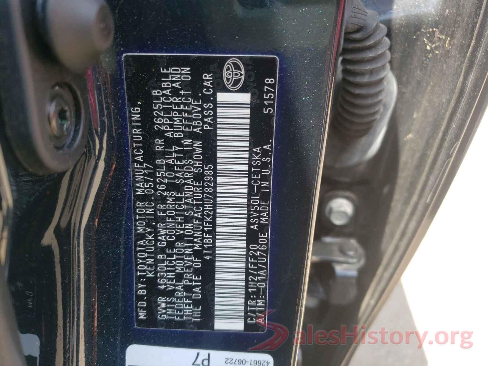 4T1BF1FK2HU782985 2017 TOYOTA CAMRY