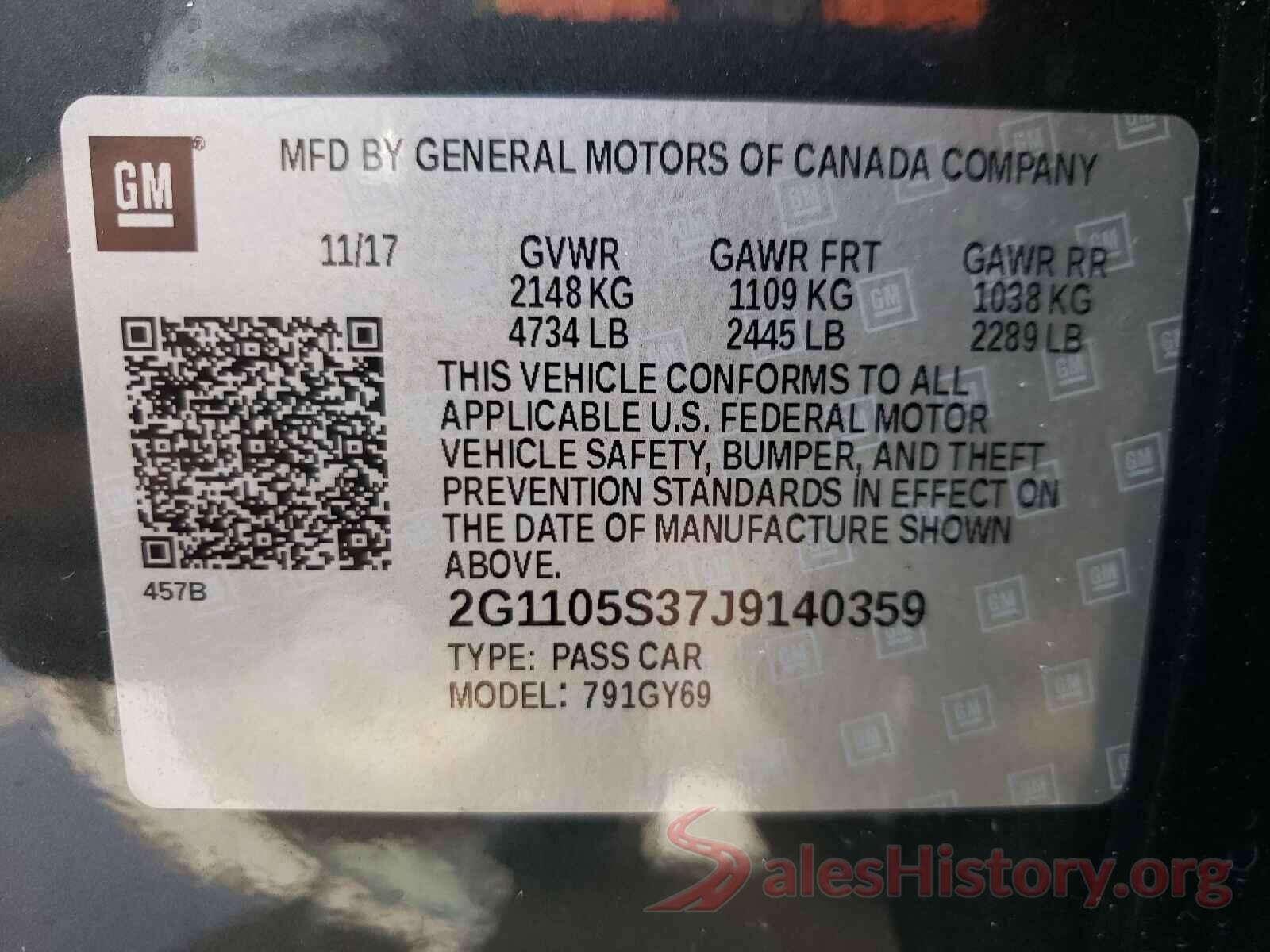 2G1105S37J9140359 2018 CHEVROLET IMPALA