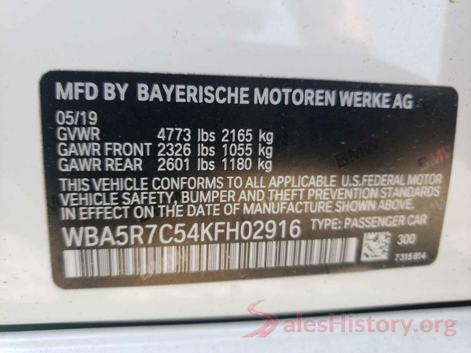 WBA5R7C54KFH02916 2019 BMW 3 SERIES