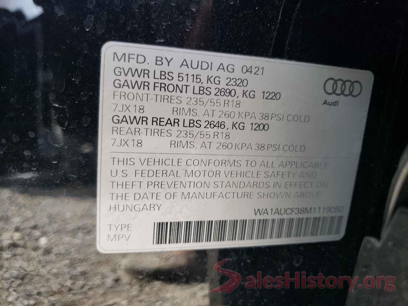 WA1AUCF38M1119050 2021 AUDI Q3