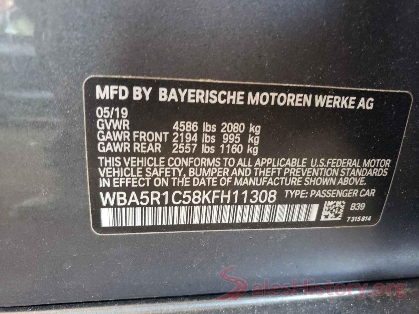 WBA5R1C58KFH11308 2019 BMW 3 SERIES