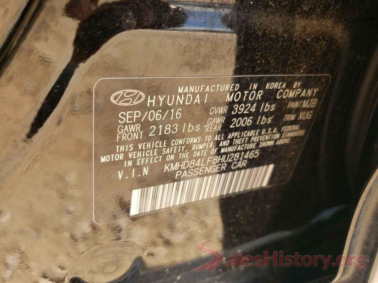 KMHD84LF8HU281465 2017 HYUNDAI ELANTRA