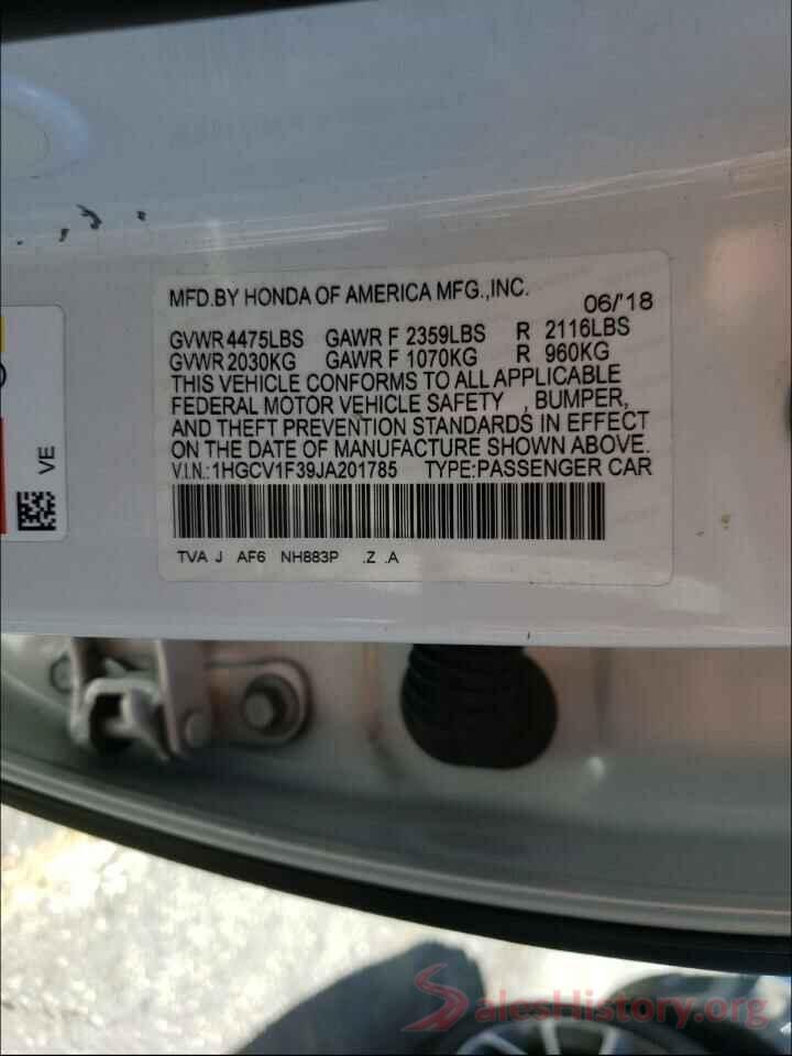 1HGCV1F39JA201785 2018 HONDA ACCORD