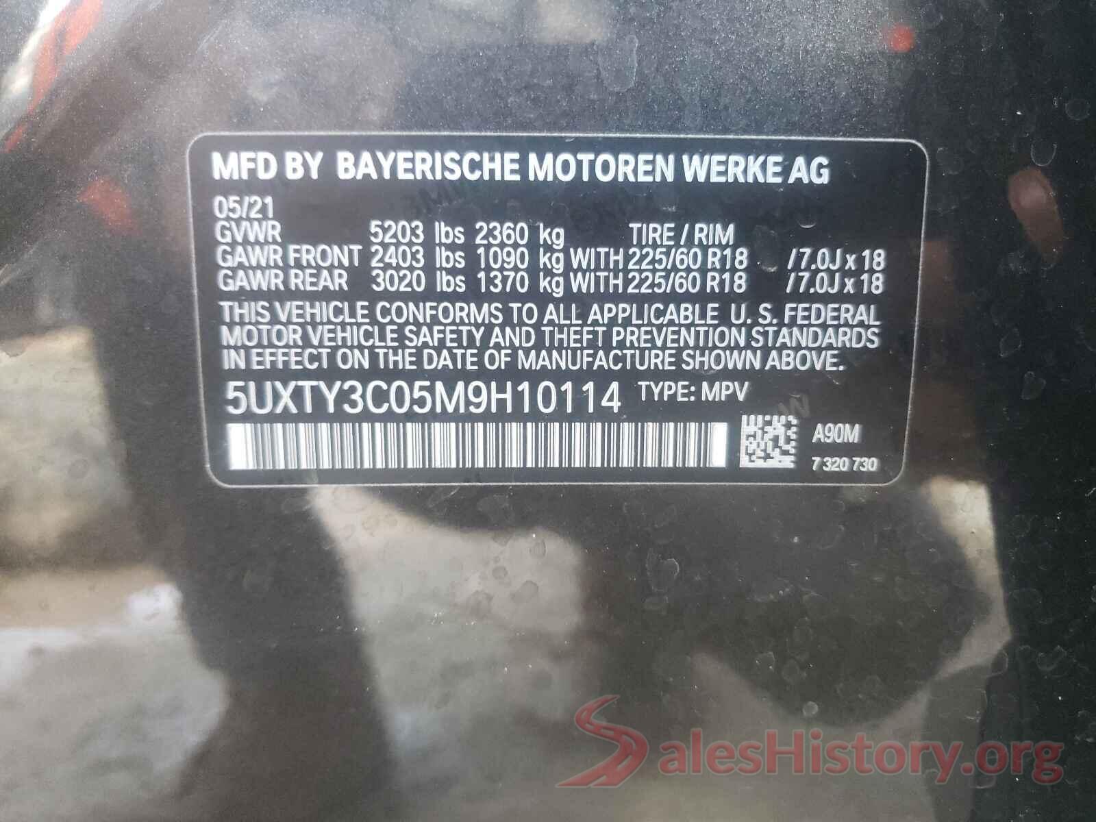 5UXTY3C05M9H10114 2021 BMW X3