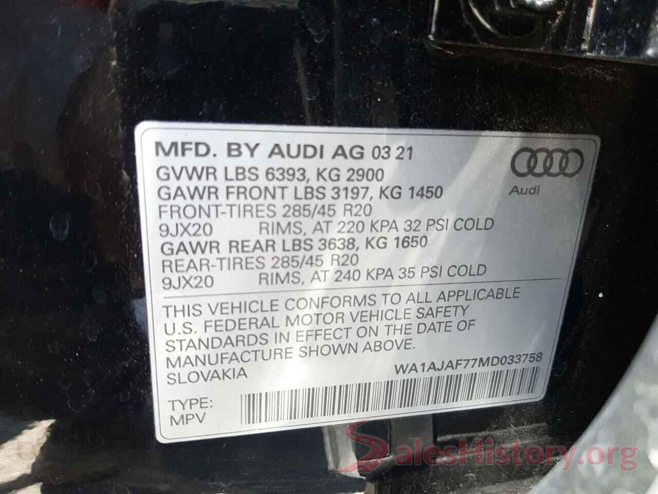 WA1AJAF77MD033758 2021 AUDI Q7