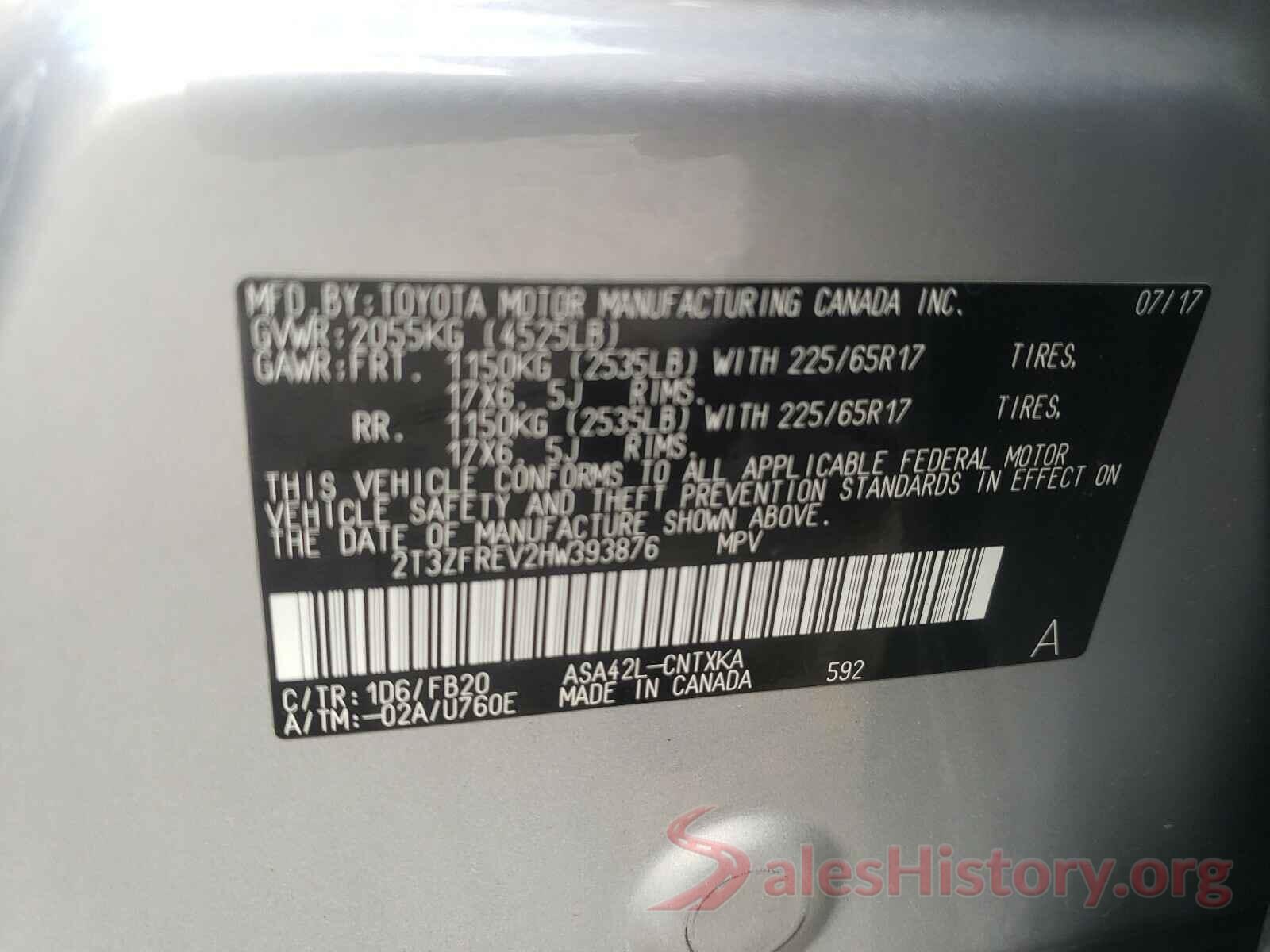 2T3ZFREV2HW393876 2017 TOYOTA RAV4