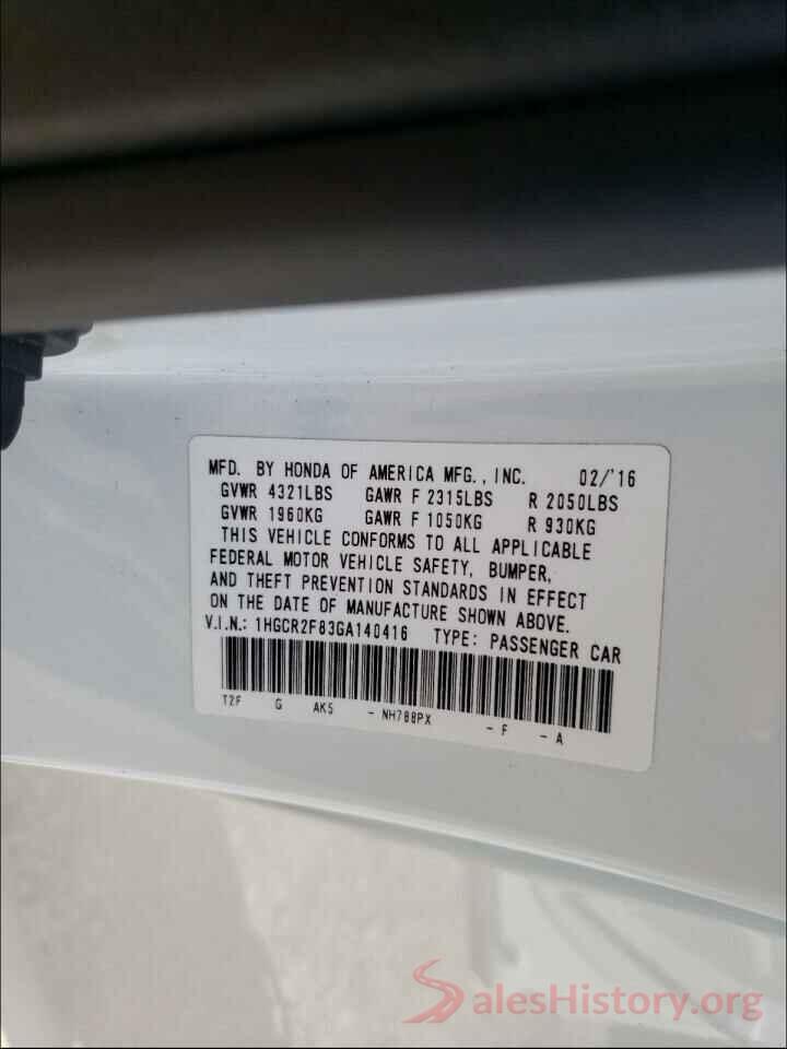 1HGCR2F83GA140416 2016 HONDA ACCORD