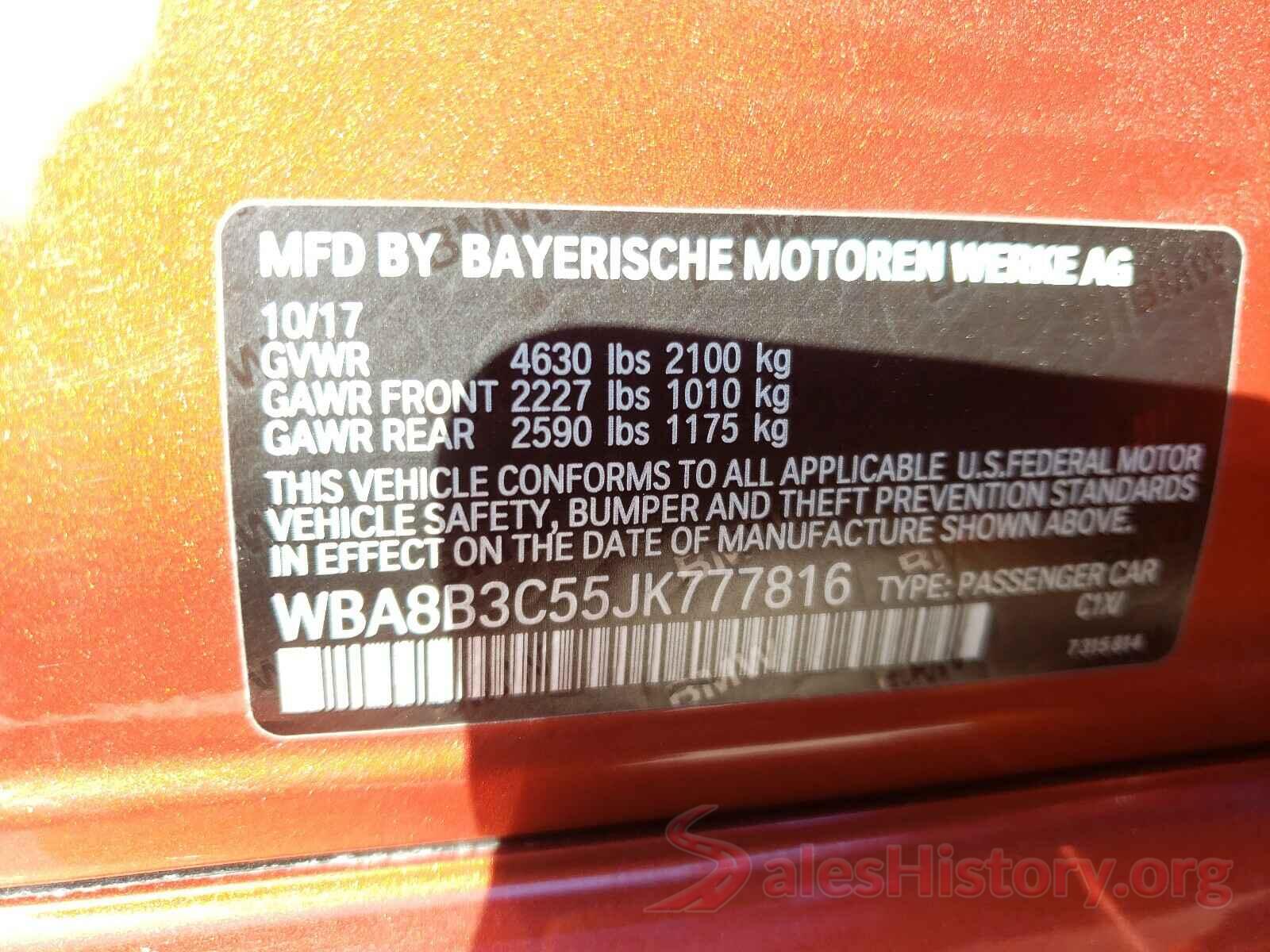 WBA8B3C55JK777816 2018 BMW 3 SERIES