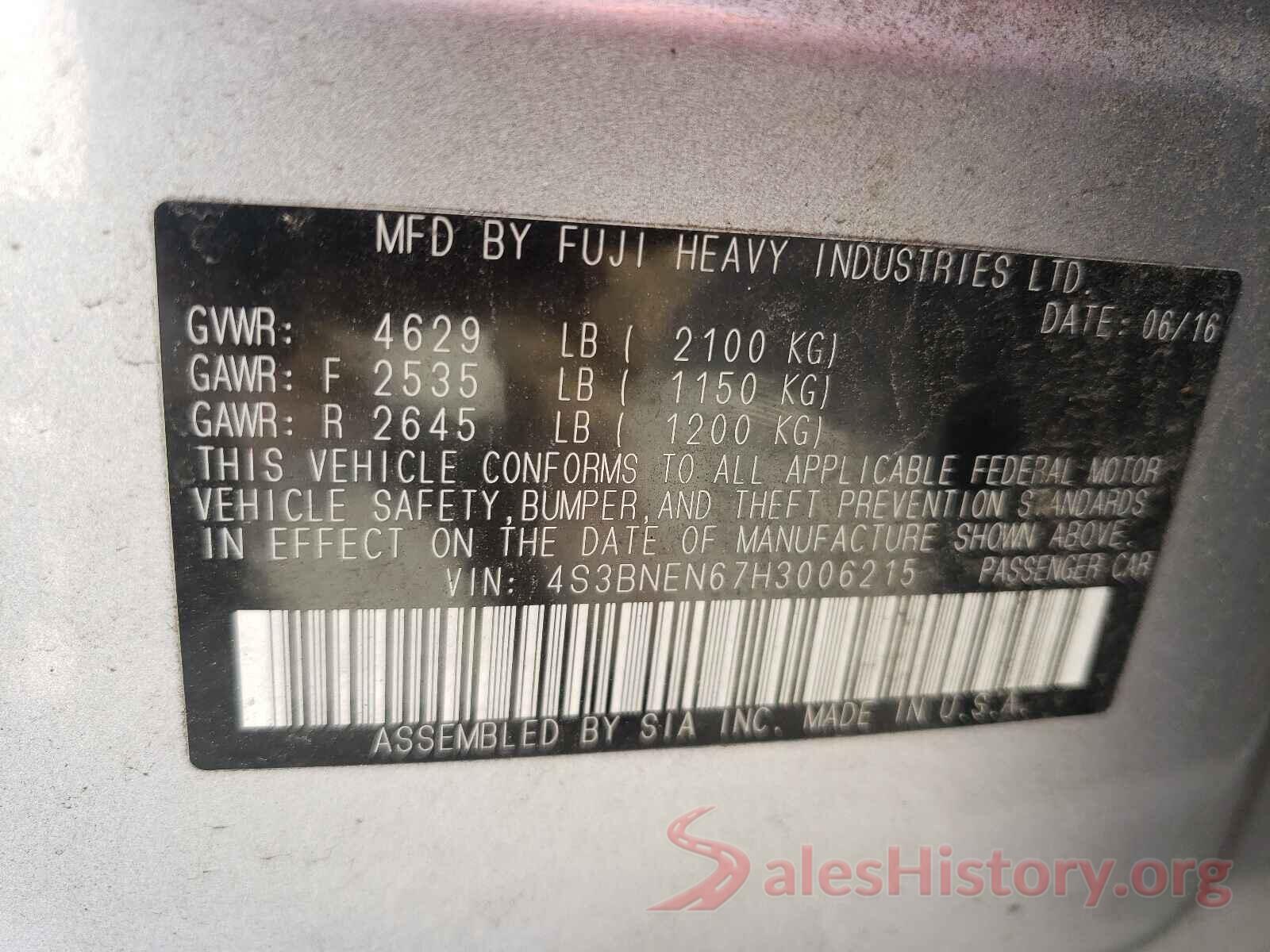 4S3BNEN67H3006215 2017 SUBARU LEGACY