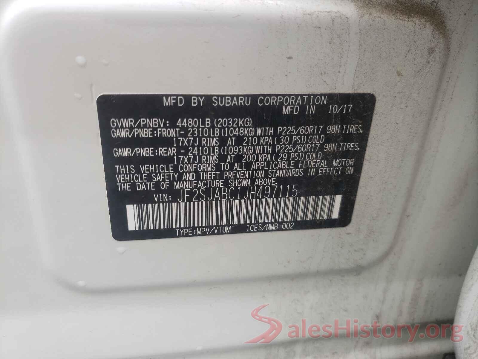 JF2SJABC1JH497115 2018 SUBARU FORESTER