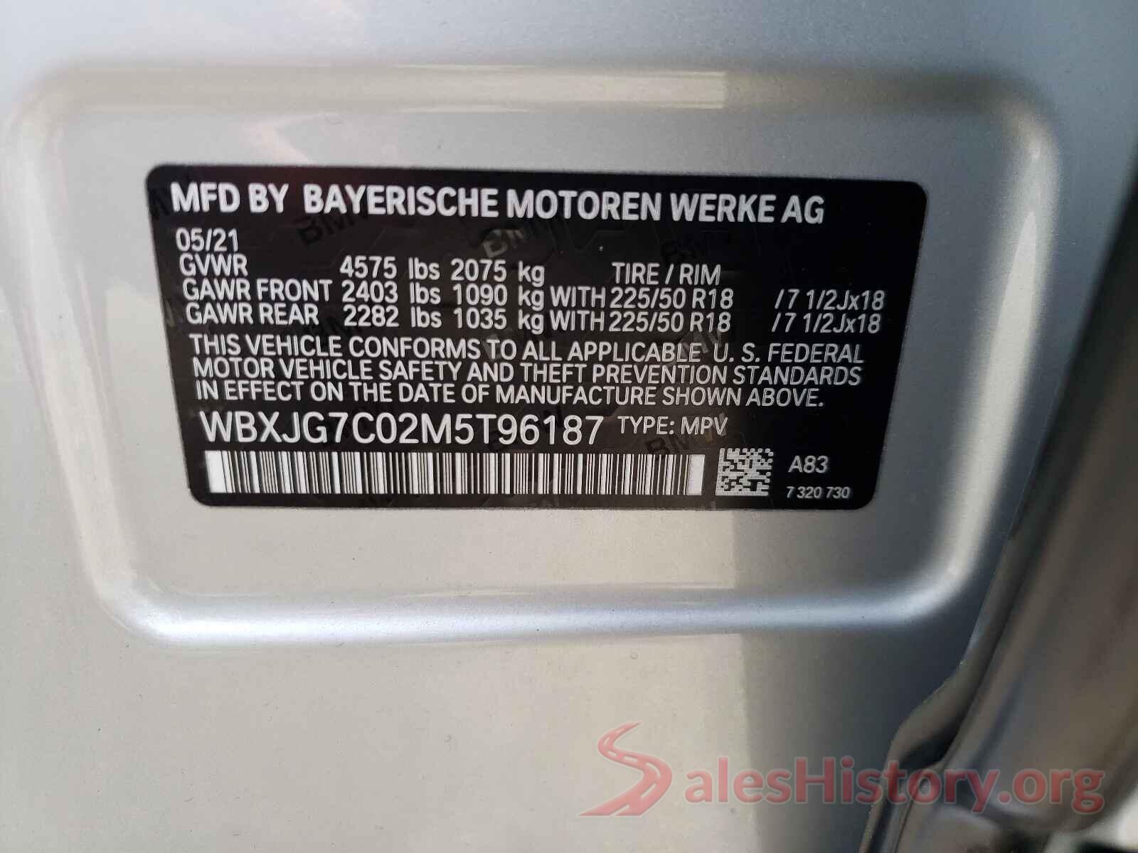 WBXJG7C02M5T96187 2021 BMW X1