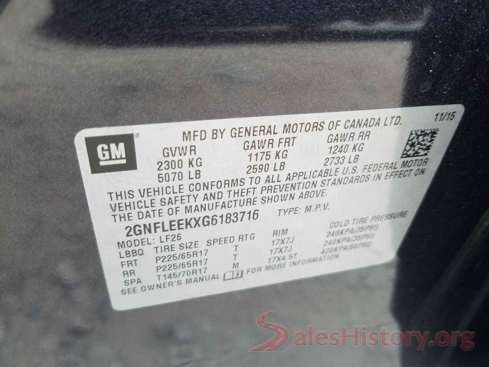 2GNFLEEKXG6183716 2016 CHEVROLET EQUINOX