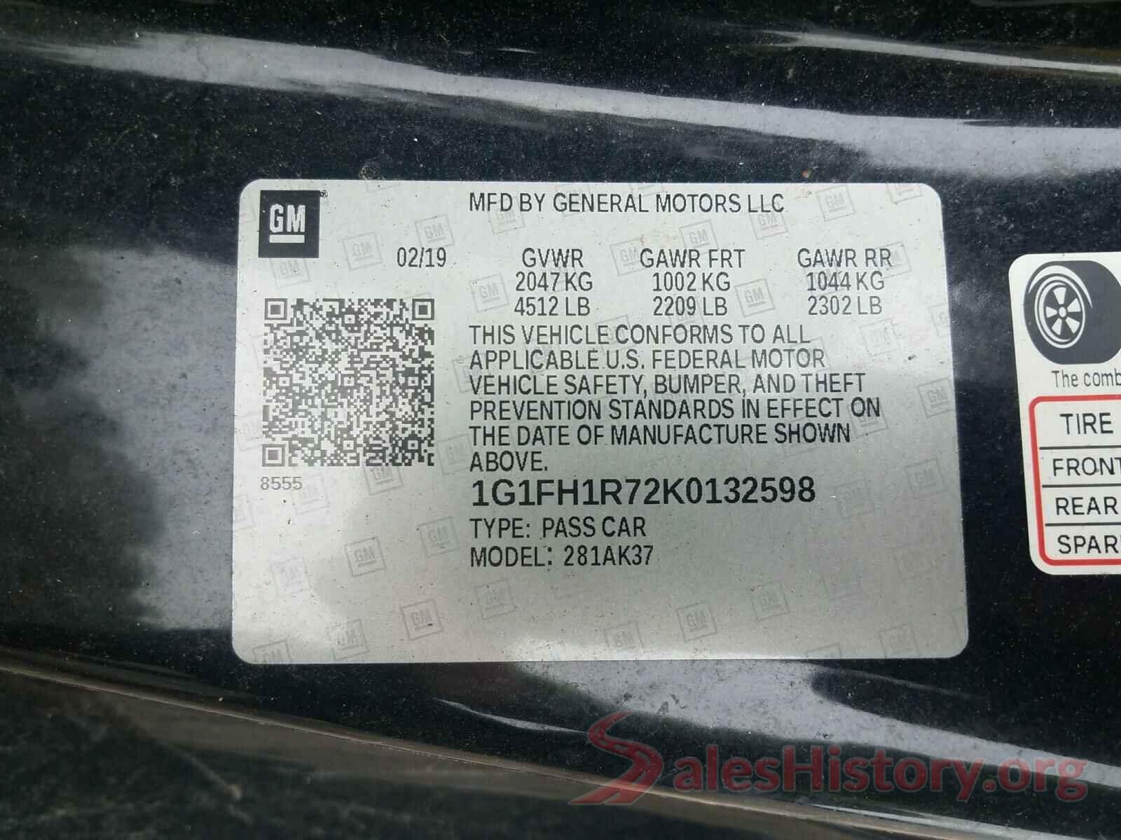 1G1FH1R72K0132598 2019 CHEVROLET CAMARO