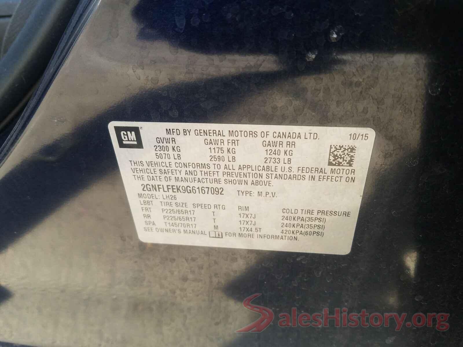 2GNFLFEK9G6167092 2016 CHEVROLET EQUINOX