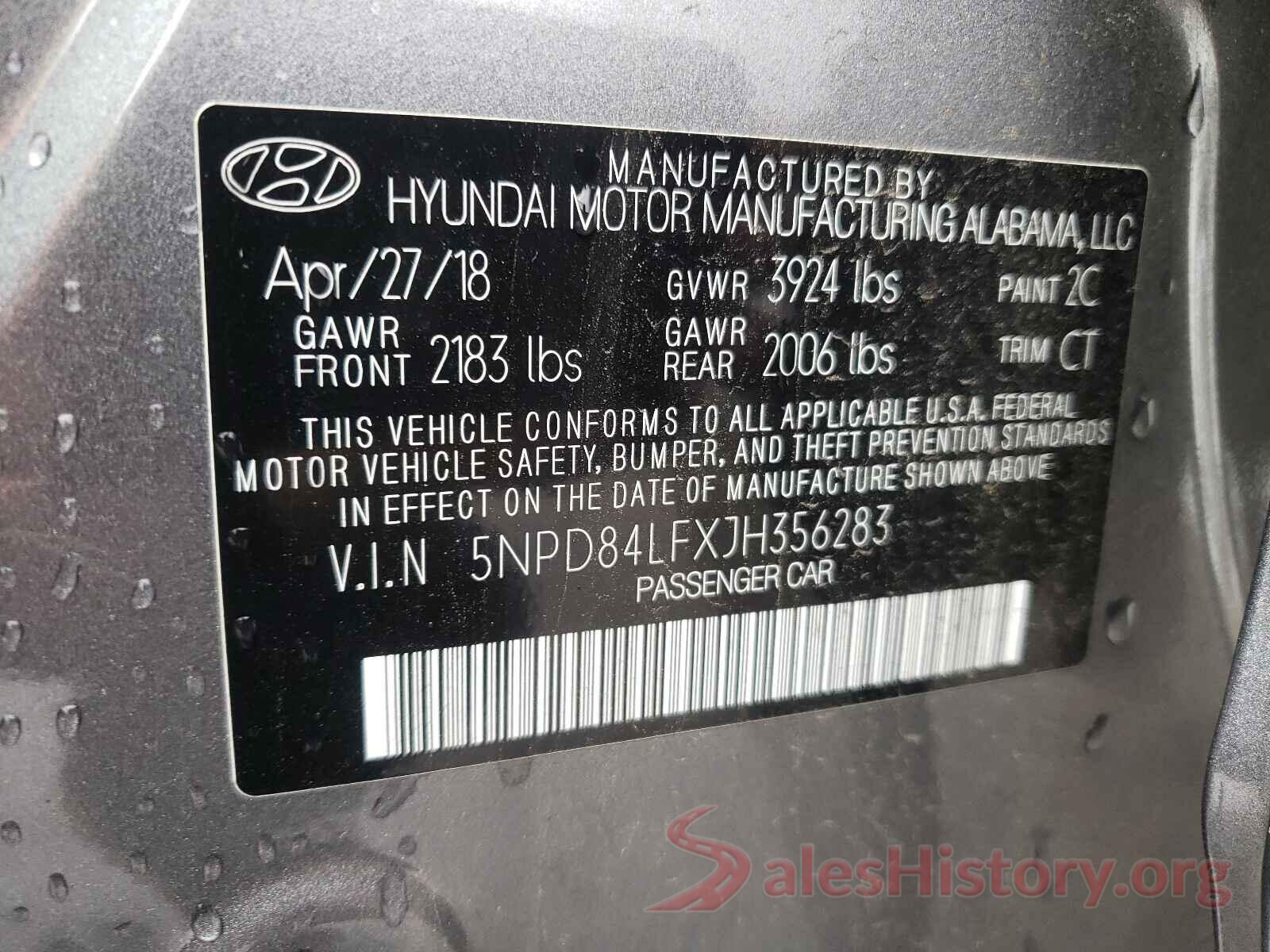 5NPD84LFXJH356283 2018 HYUNDAI ELANTRA