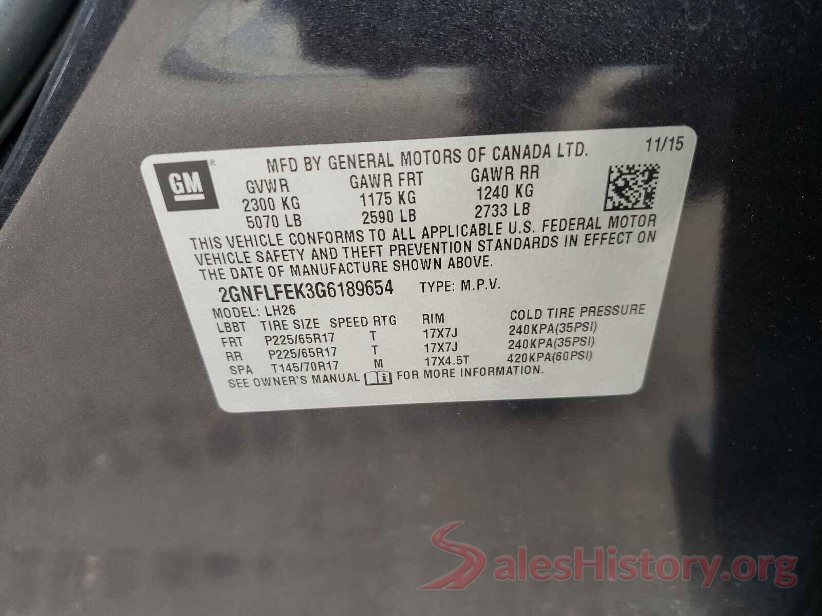 2GNFLFEK3G6189654 2016 CHEVROLET EQUINOX