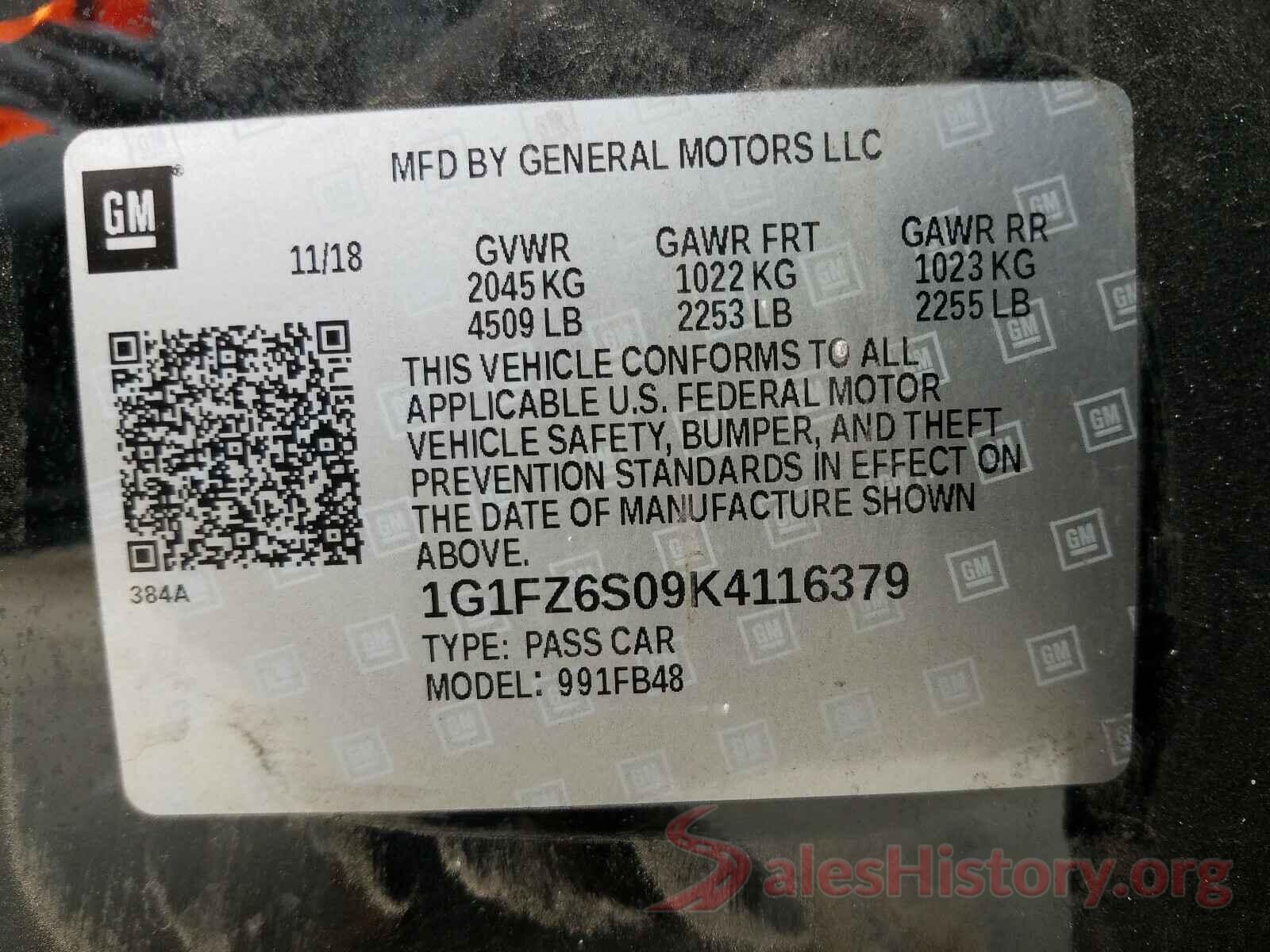 1G1FZ6S09K4116379 2019 CHEVROLET BOLT