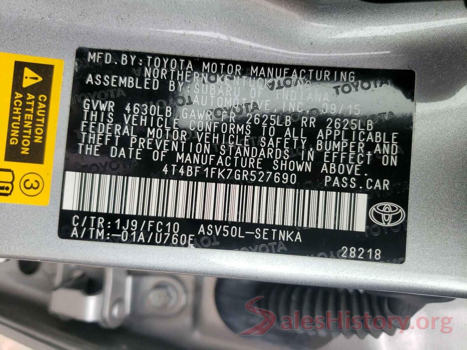 4T4BF1FK7GR527690 2016 TOYOTA CAMRY