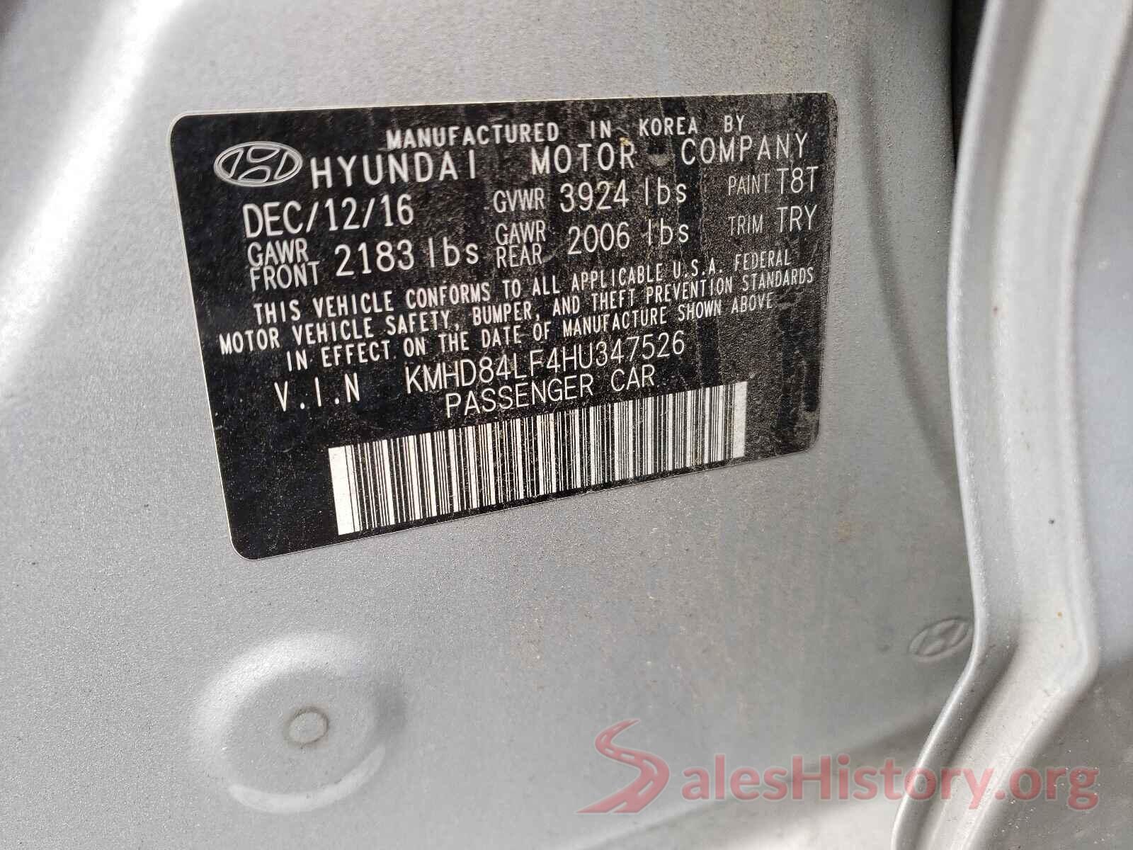 KMHD84LF4HU347526 2017 HYUNDAI ELANTRA