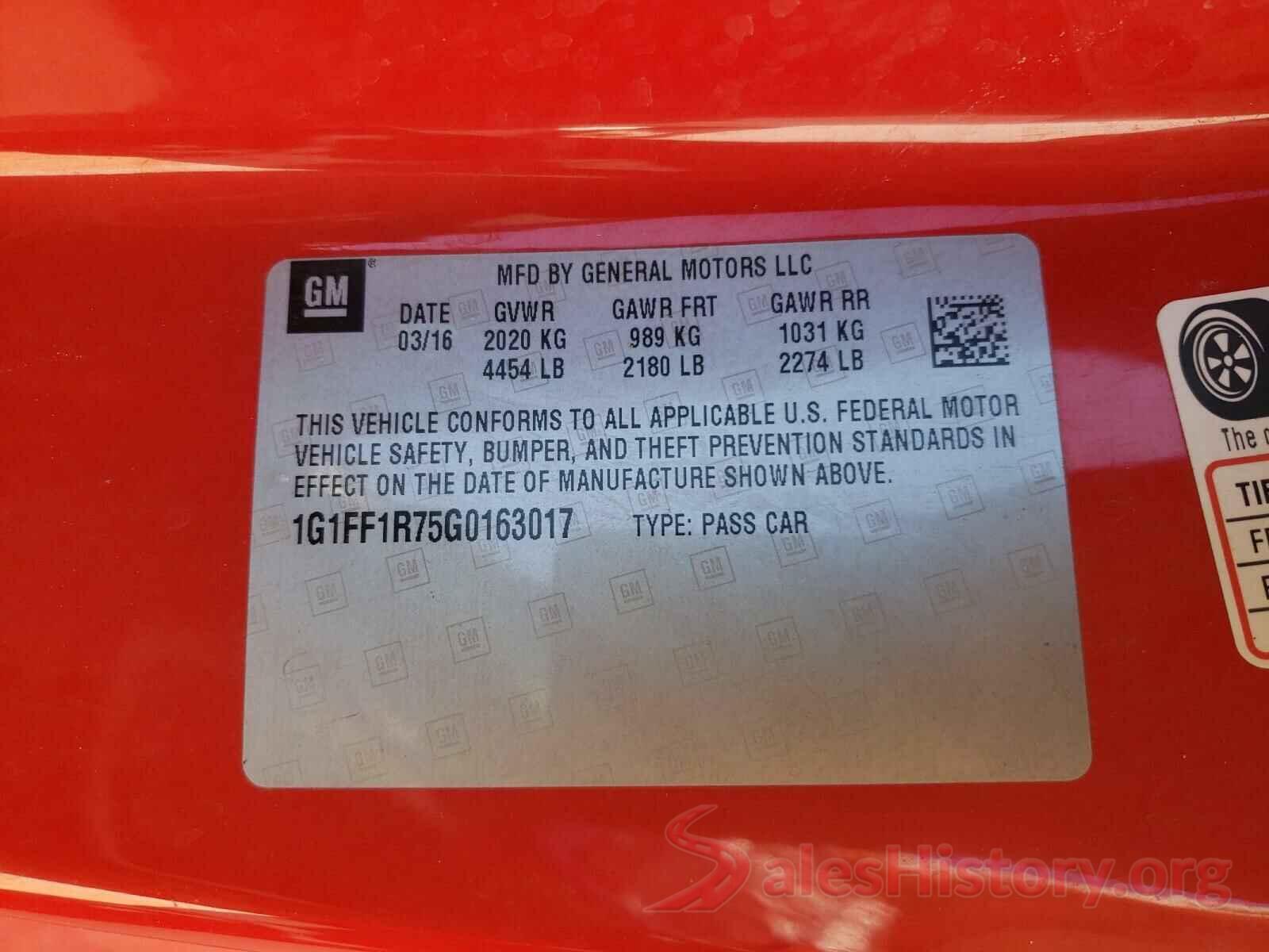 1G1FF1R75G0163017 2016 CHEVROLET CAMARO