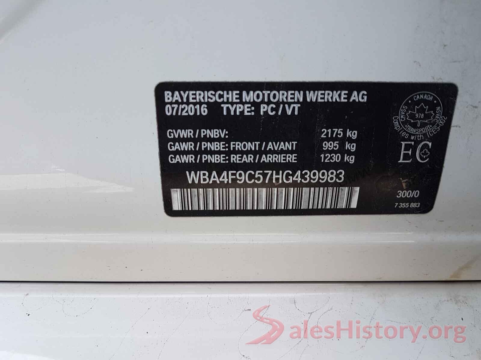 WBA4F9C57HG439983 2017 BMW 4 SERIES