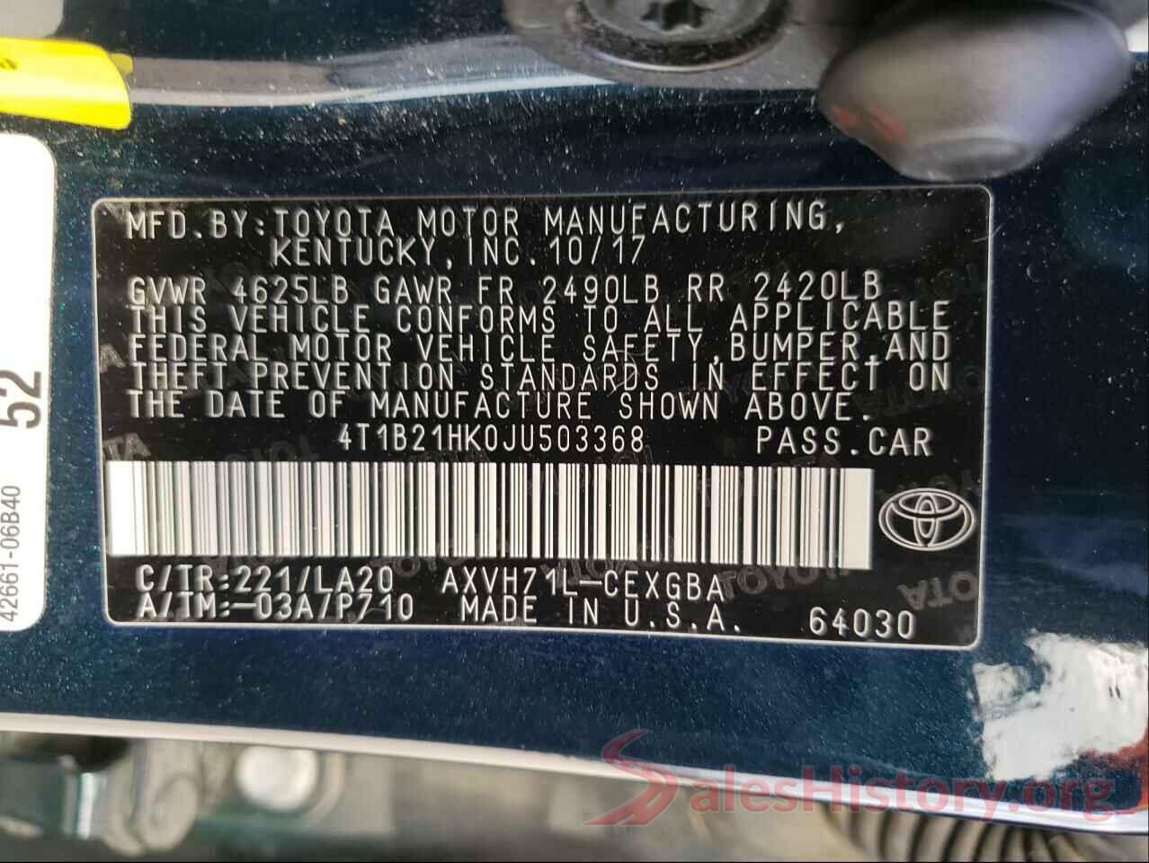 4T1B21HK0JU503368 2018 TOYOTA CAMRY