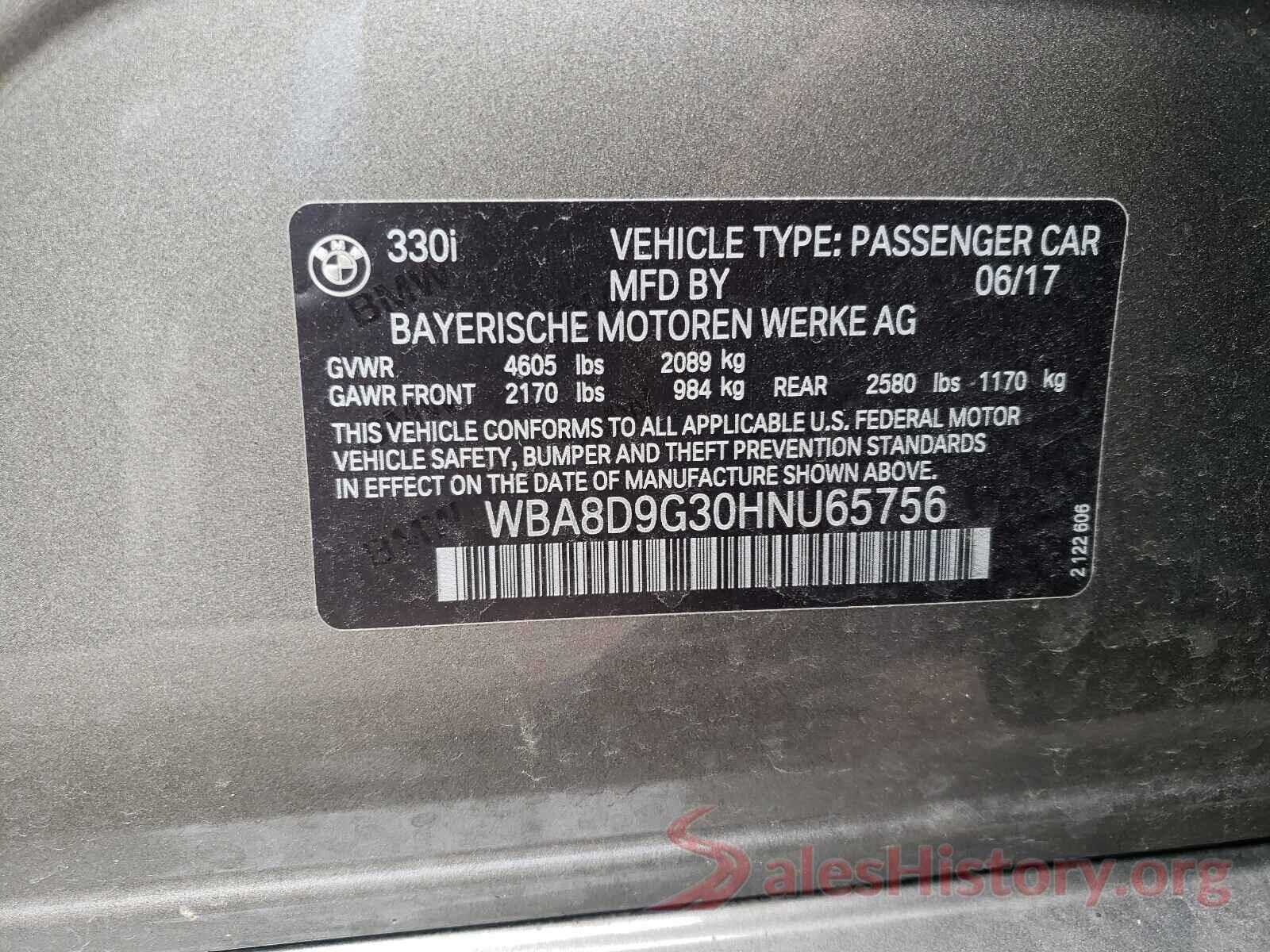 WBA8D9G30HNU65756 2017 BMW 3 SERIES