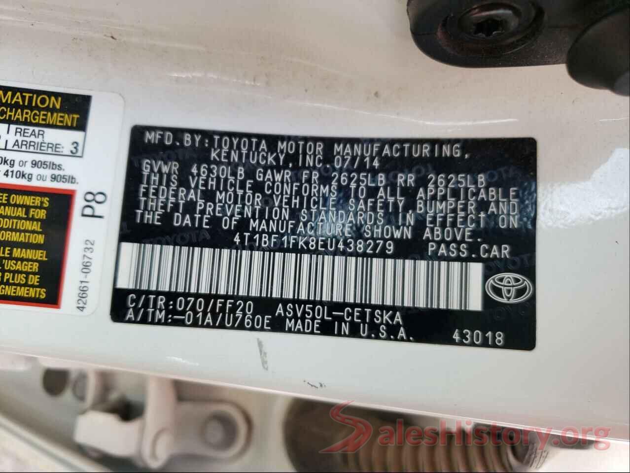 4T1BF1FK8EU438279 2014 TOYOTA CAMRY